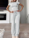 Cozy Crop Tee Drawstring Loungewear Set