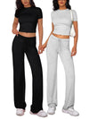 Cozy Crop Tee Drawstring Loungewear Set