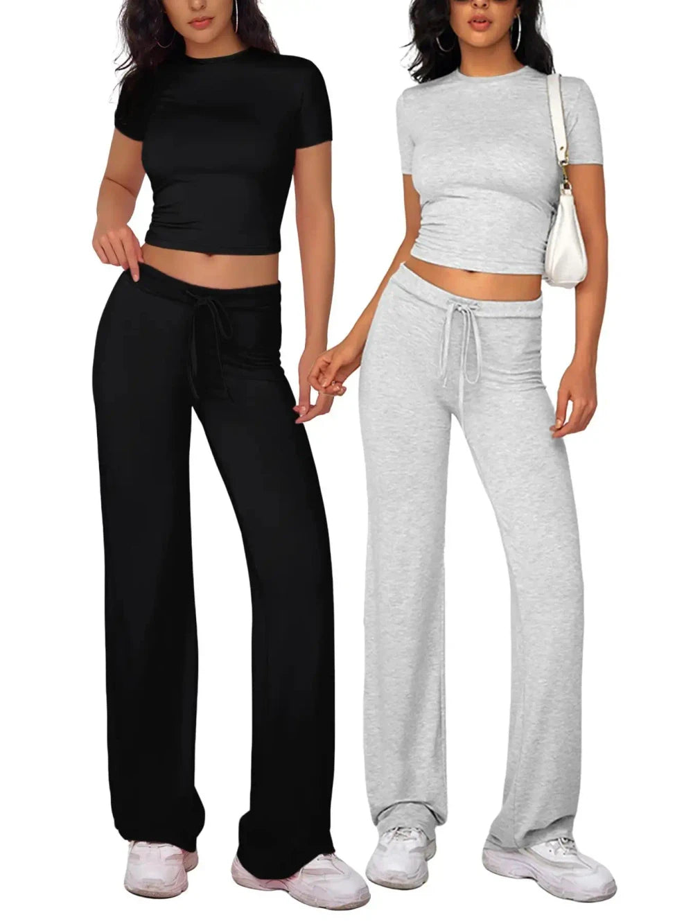 Cozy Crop Tee Drawstring Loungewear Set