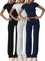 Cozy Crop Tee Drawstring Loungewear Set