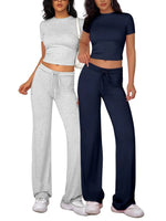 Cozy Crop Tee Drawstring Loungewear Set