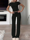 Cozy Crop Tee Drawstring Loungewear Set
