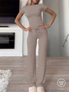 Cozy Crop Tee Drawstring Loungewear Set