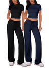 Cozy Crop Tee Drawstring Loungewear Set