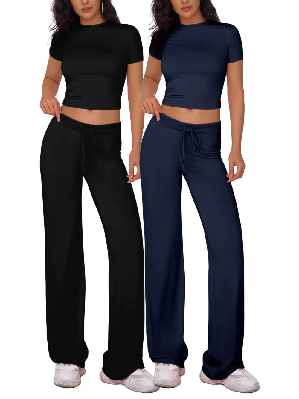 Cozy Crop Tee Drawstring Loungewear Set