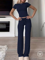 Cozy Crop Tee Drawstring Loungewear Set