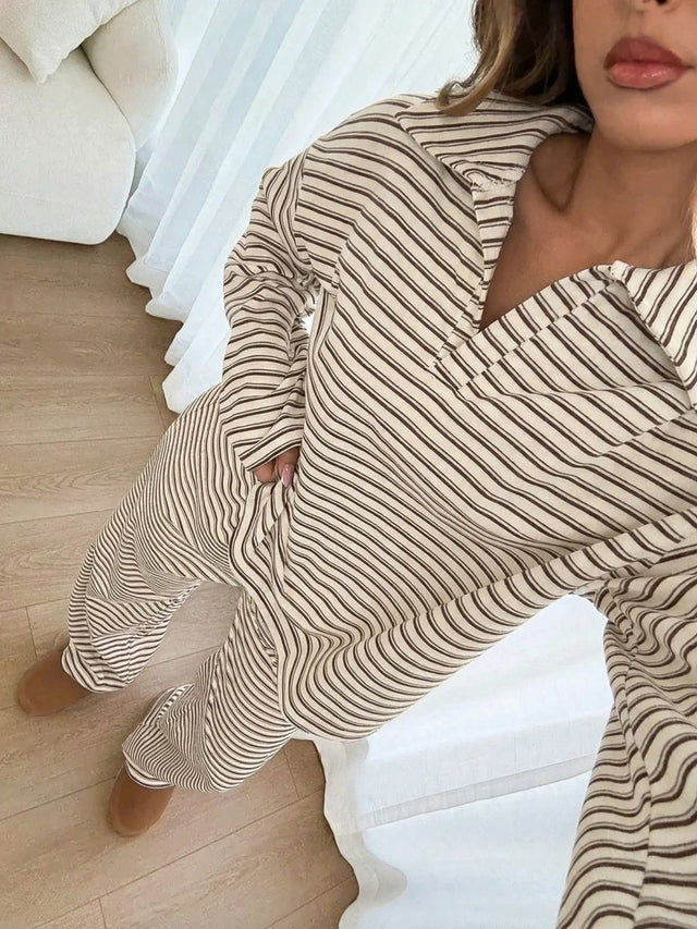 Striped Two Piece Loungewear Set
