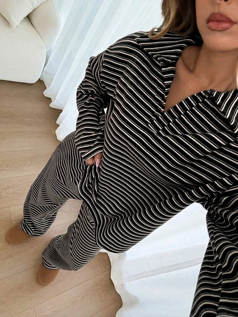 Striped Two Piece Loungewear Set