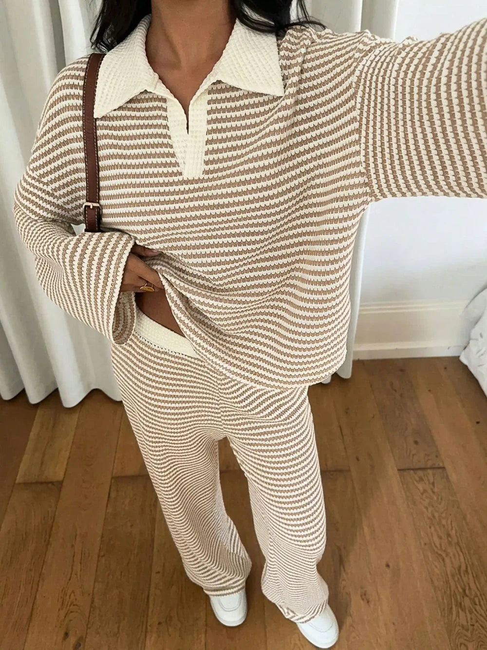 Striped Two Piece Loungewear Set