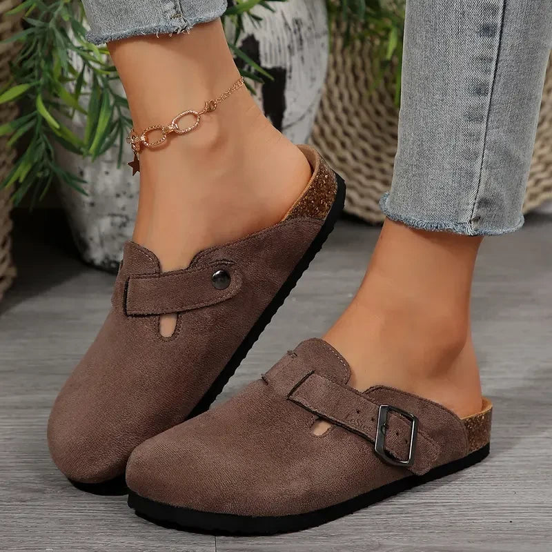 Suede Cork Footbed Slippers