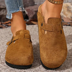 Suede Cork Footbed Slippers