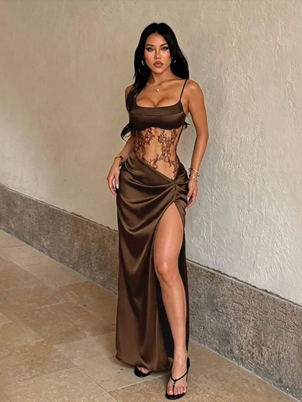 Lace Panel Cami Dress