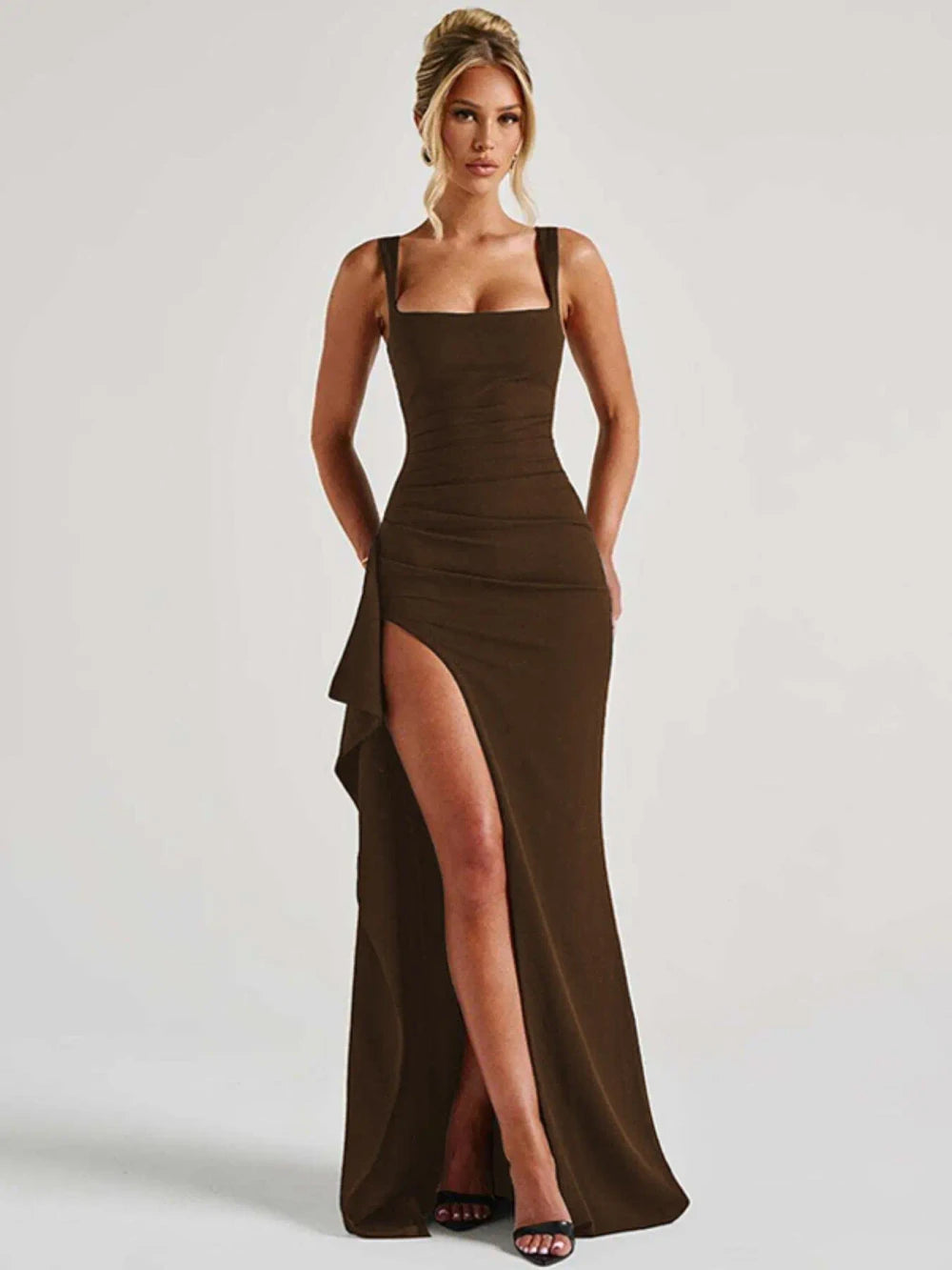 Split Thigh Backless Slip Dress