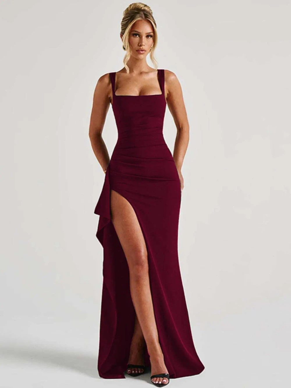 Split Thigh Backless Slip Dress