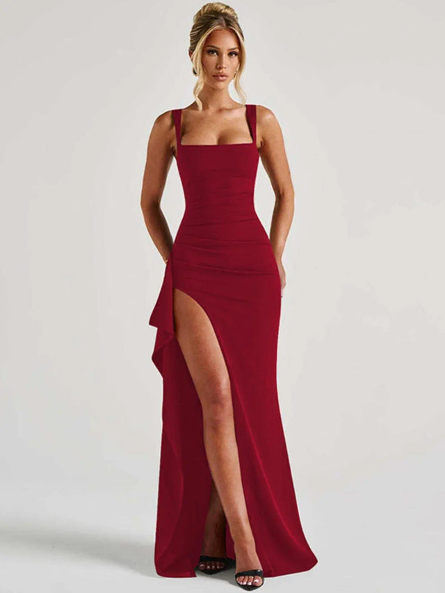Split Thigh Backless Slip Dress