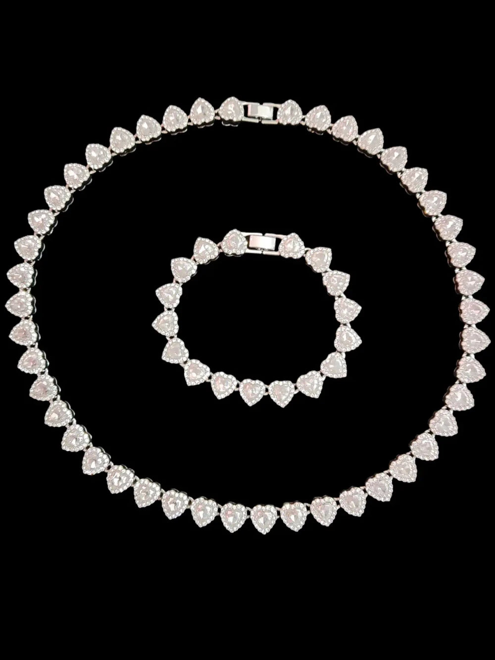 Heart Chain Necklace Bracelet Set