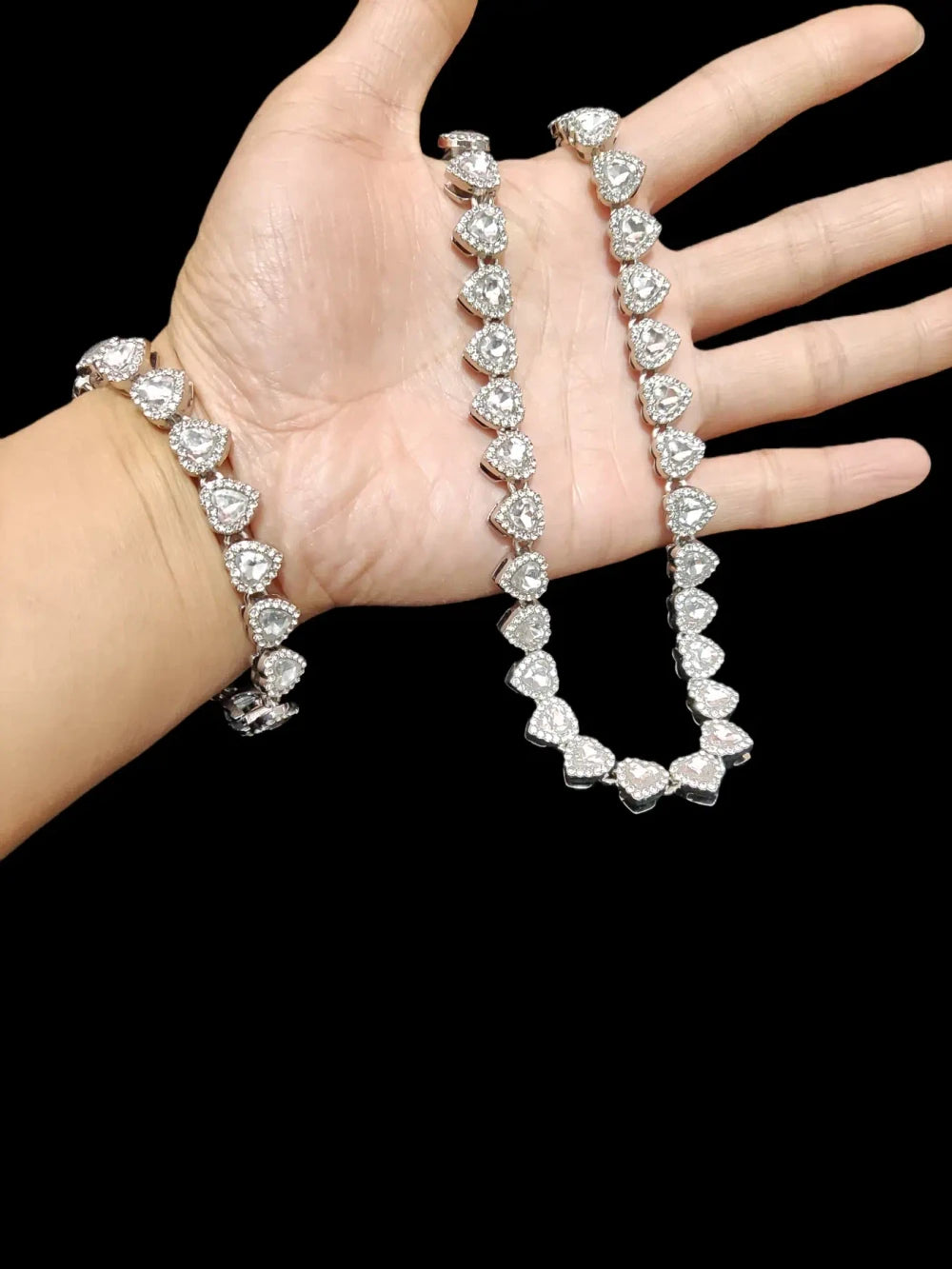 Heart Chain Necklace Bracelet Set