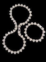 Heart Chain Necklace Bracelet Set