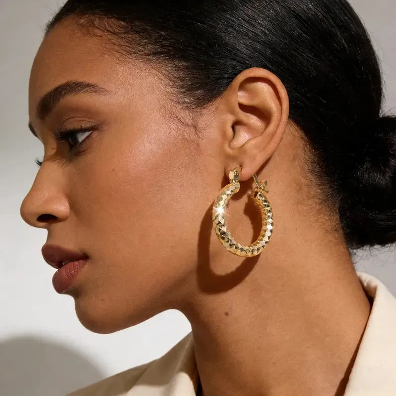 Minimalist Gold Twisted Hoop Earrings