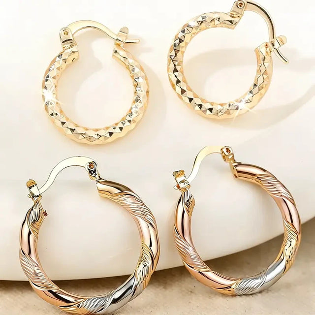 Minimalist Gold Twisted Hoop Earrings